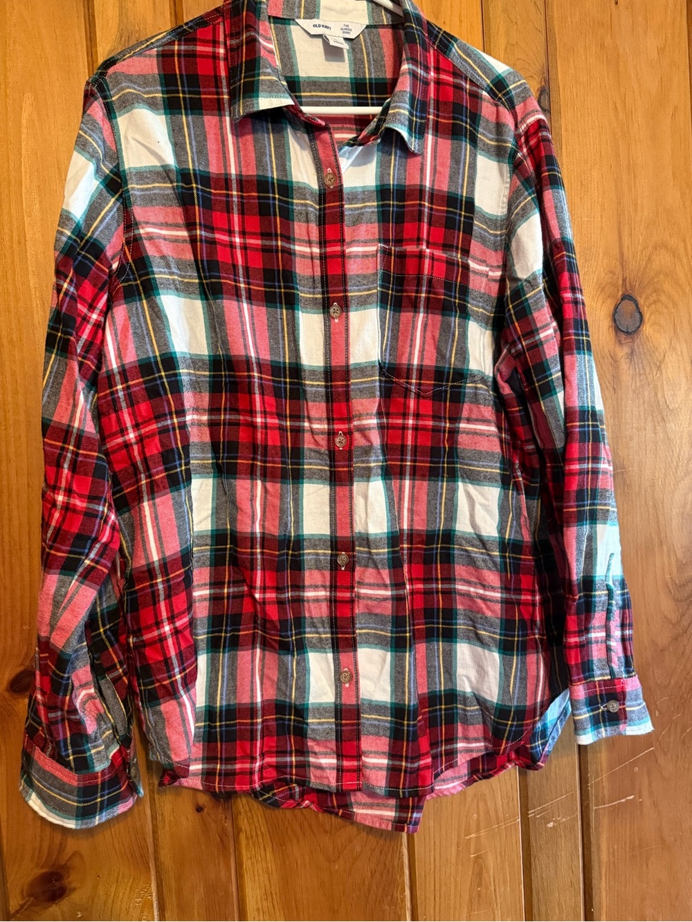 Old Navy Red Plaid Flannel Button-Down Shirt